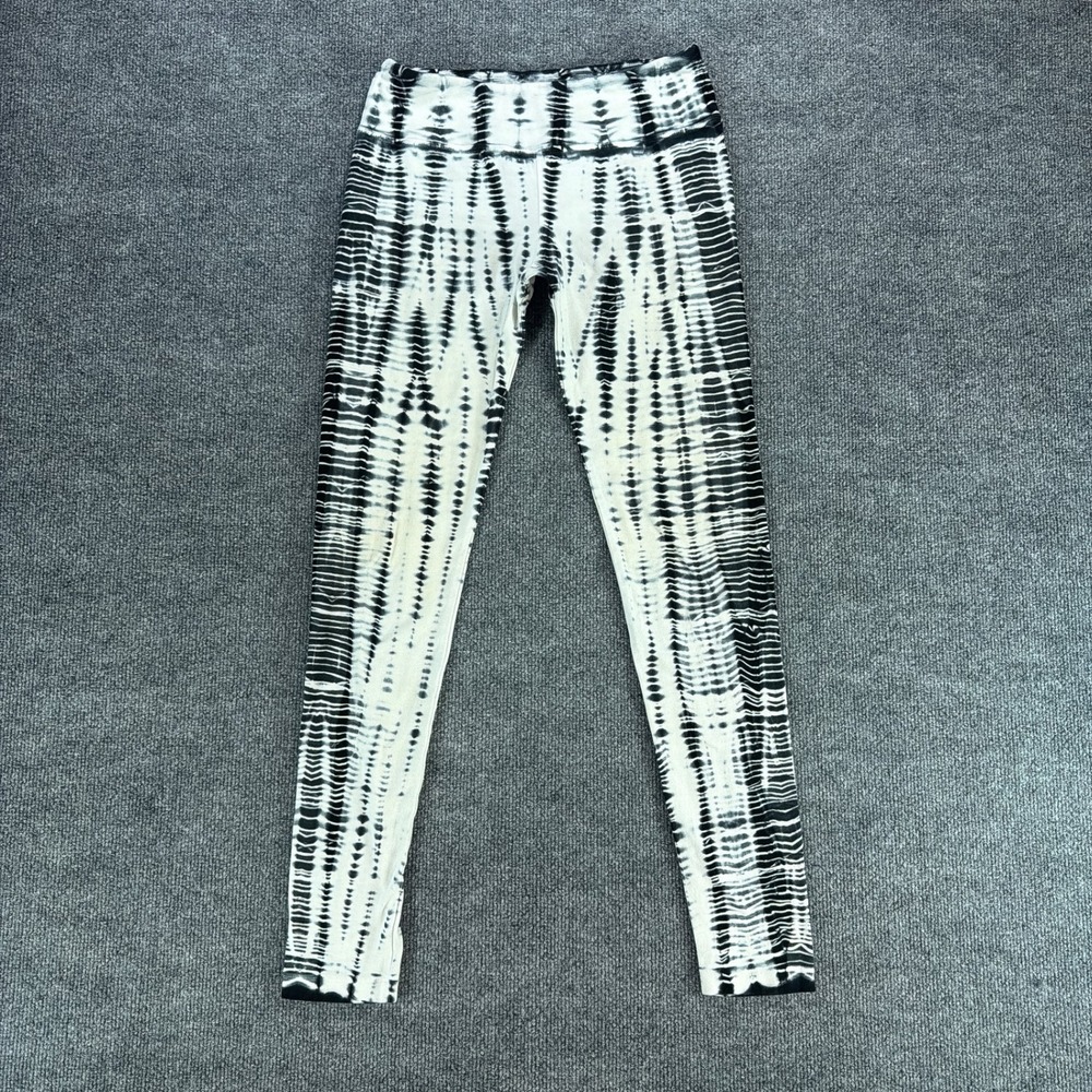 Hard Tail Forever Womens Tie Dye Leggings Black White Yoga Pants Cotton Size L
